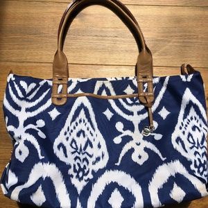 Stella & Dot Ikat Navy and White Tote Bag